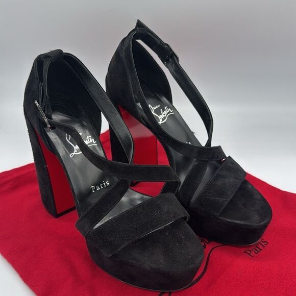 CHRISTIAN LOUBOUTIN Movida Jane 130 black suede sandals - Picture 12 of 13